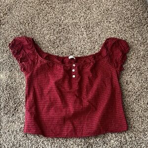 Brandy Melville Red Plaid Blouse